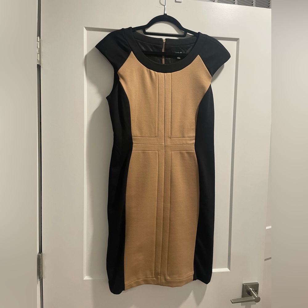 Premise Black and Tan Midi Dress